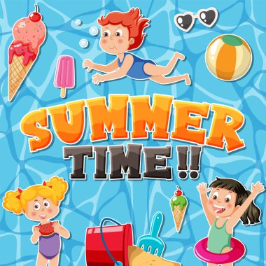 Yaz zamanı posteri ya da afiş şablonu çizimi