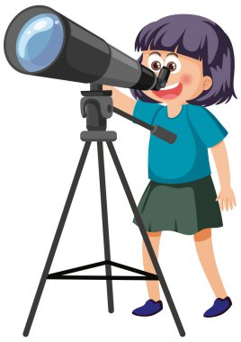 Teleskop resimlerinden bakan bir kız.