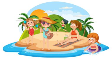 Çocuklar adada yaz tatilinin tadını çıkarıyorlar.