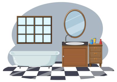 Bathtub in the bathroom illustration