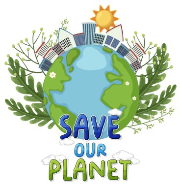 Save the earth banner design illustration