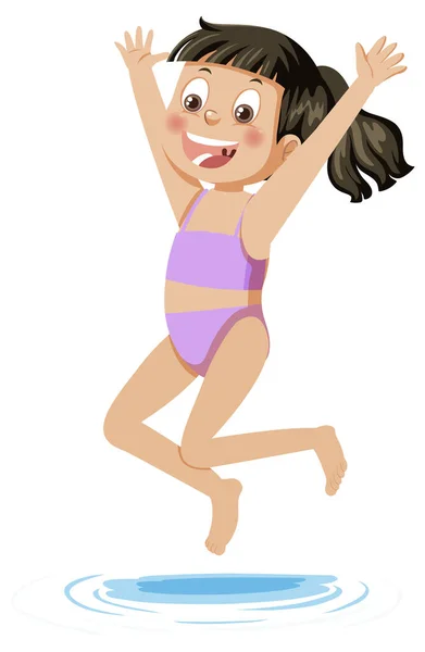 Summer Girl Jumping Pose Illustration — 图库矢量图片