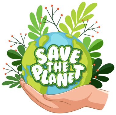 Save the earth banner design illustration