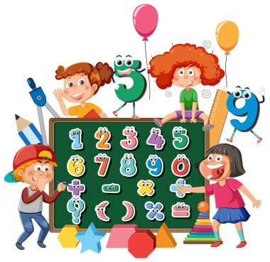 Number and math equation on chalkboard illustration