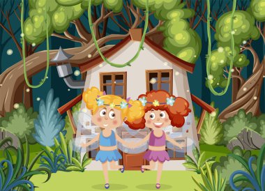 Masallardaki periler Orman çizimleri