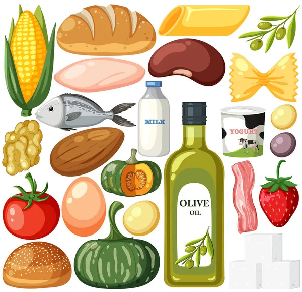 Jedzenie Warzywa Owoce Bezszwowe Wzór Ilustracji — Wektor stockowy