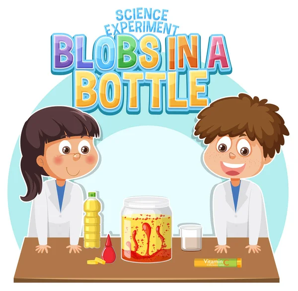 Blobs Een Fles Wetenschap Experiment Illustratie — Stockvector
