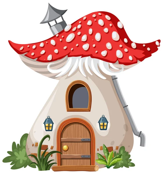 Isolated Fantasy Mystery Mushroom House Illustration — ストックベクタ