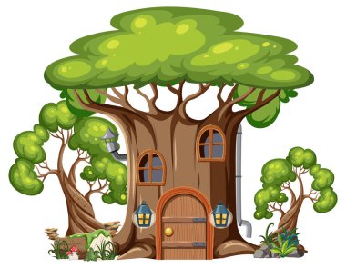 Çizgi film tarzında bir peri masalı evi.