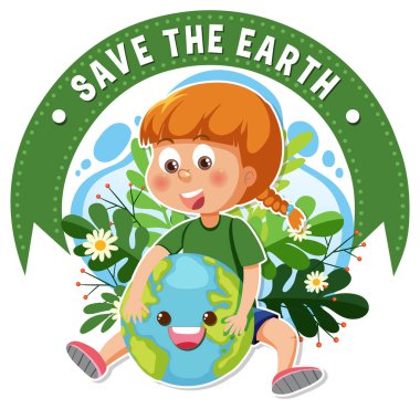Save the earth text for banner or poster design illustration