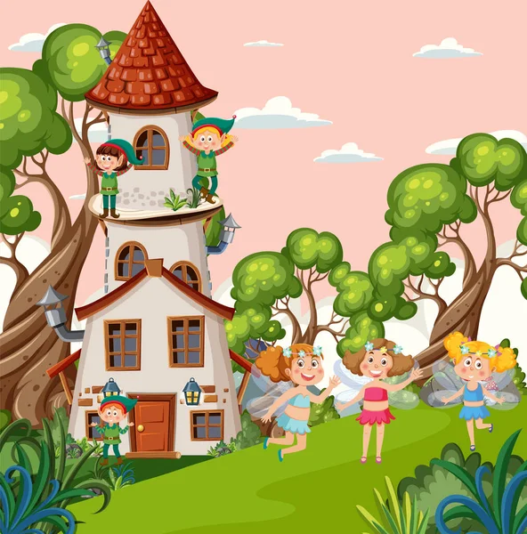 Fairies Fairy Tales Forest Illustration — Vector de stock