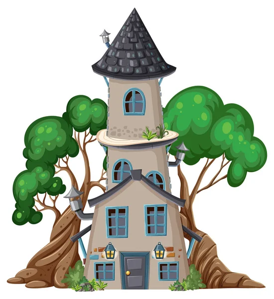 Fairytale Tower White Background Illustration — Stockvector