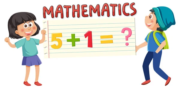 Children Cartoon Character Math Number Theme Illustration — Stock Vector