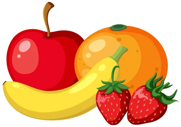 Grupo Frutas Sobre Fundo Branco Ilustração —  Vetores de Stock