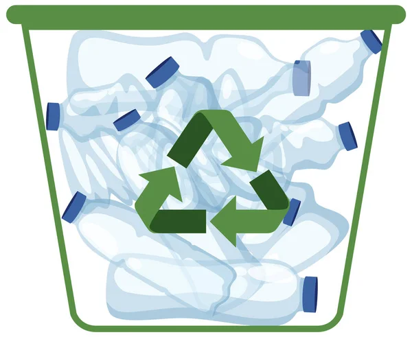 回收桶中的塑料瓶图解 — 图库矢量图片