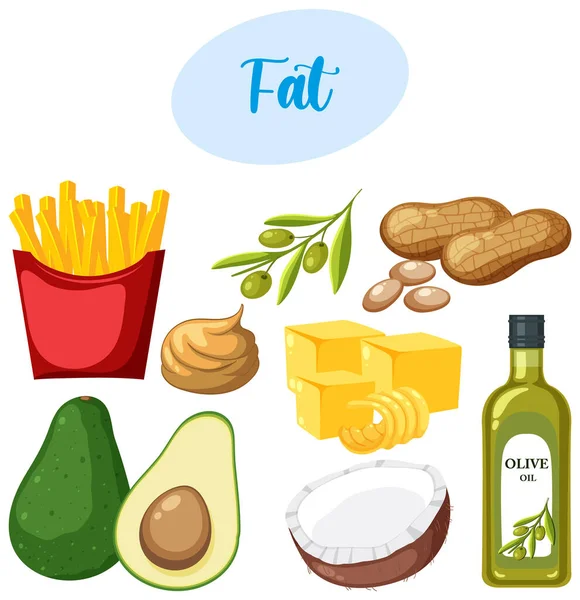 Variety Fat Foods Illustration — Stock Vector