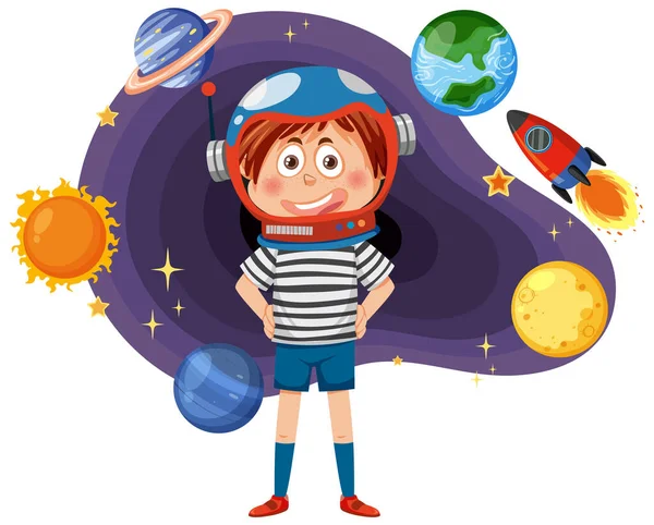 Astronomy Kids Cartoon Style Illustration — Stock Vector