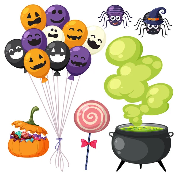 Set Halloween Element Decoration Illustration — Vetor de Stock