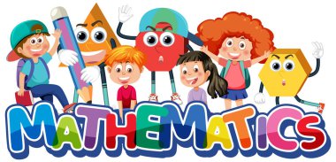 Children cartoon character with math and number theme illustration