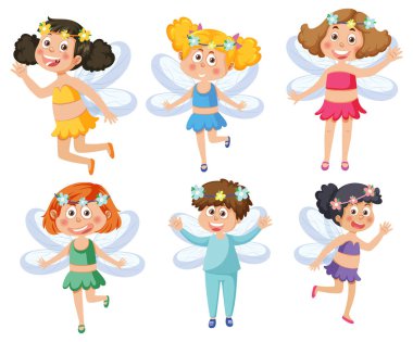 Set of fairies character illustration