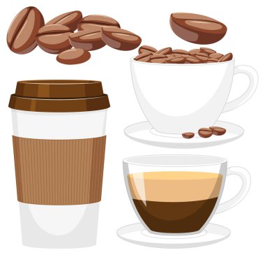 Set of coffee object isolated illustration