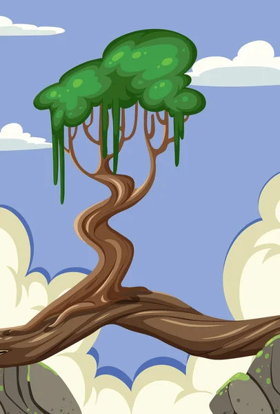 Tree Top Mountain Illustration — Stock Vector