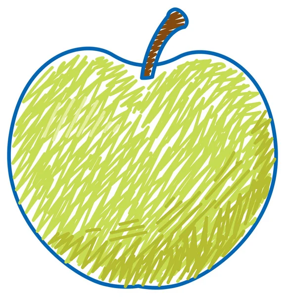 Green Apple Pencil Colour Sketch Simple Style Illustration — Stock vektor