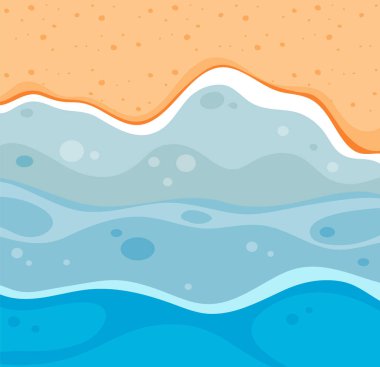 Aerial view of ocean waves on the beach illustration