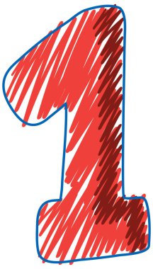 Number one in pencil colour sketch simple style illustration