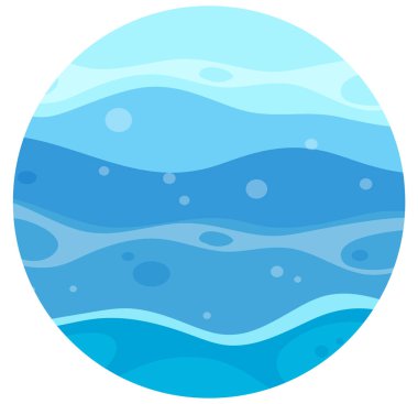 Ocean wave in round frame template illustration
