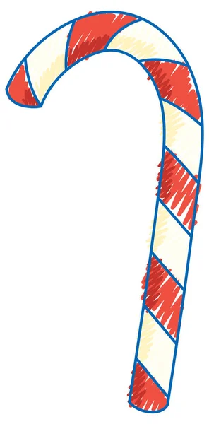 Candy Cane Pencil Colour Child Scribble Style Illustration — Stock vektor