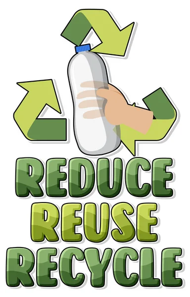 Reduce Reuse Recycle Text Logo Banner Illustration — ストックベクタ