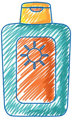 Sunscreen in pencil colour sketch simple style illustration