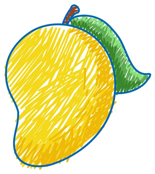 Mango Pencil Colour Child Scribble Style Illustration — Stock vektor