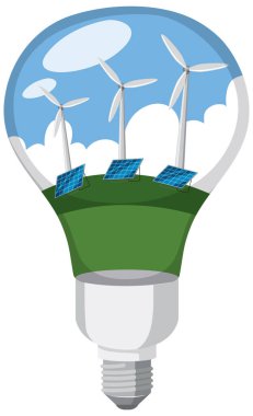 Light bulb with wind turbine illustration