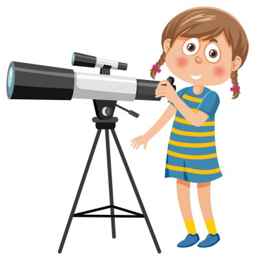 Teleskop resimlerinden bakan bir kız.