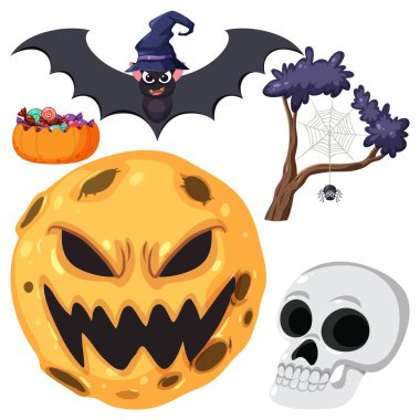Set of halloween element for decoration illustration