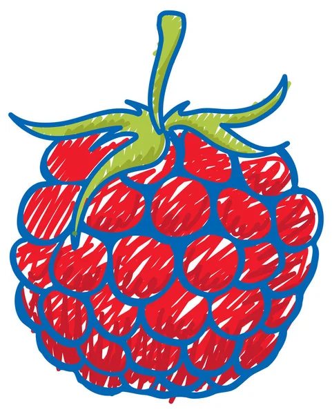 Raspberry Pencil Colour Child Scribble Style Illustration — Stock vektor