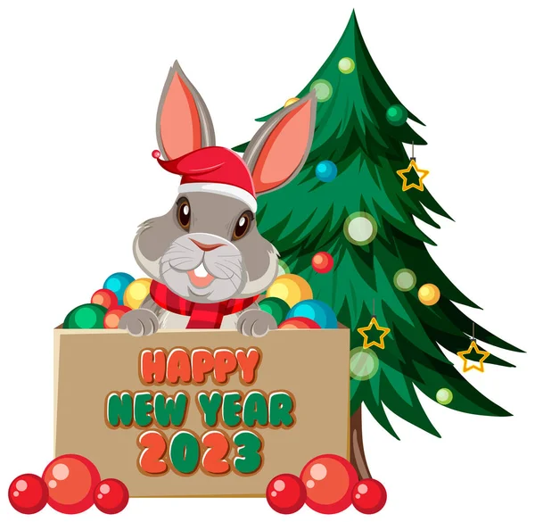 Happy New Year 2023 Rabbit Cartoon Illustration — Stock Vector