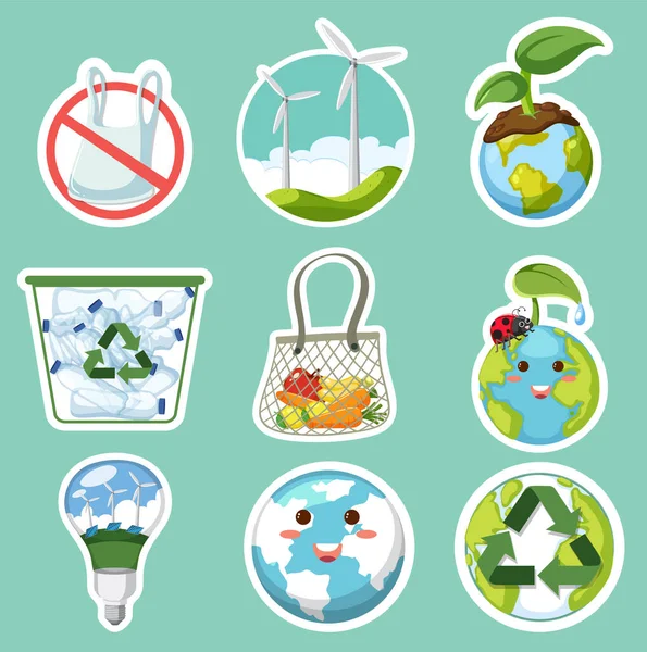 Ecology Environment Icon Theme Illustration — Vetor de Stock