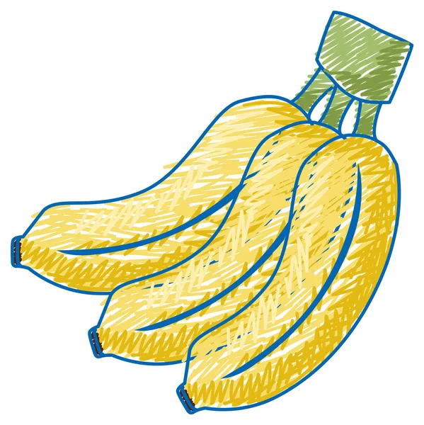 Banana Matita Colore Bambino Scarabocchio Stile Illustrazione — Vettoriale Stock