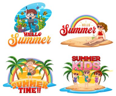 Isolated children summer logo illustration