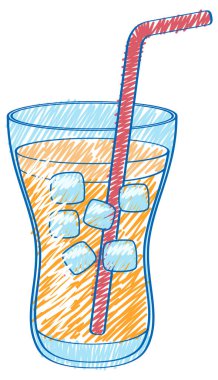 Soda drink pencil colour child scribble style illustration