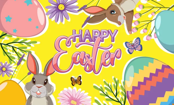Szczęśliwego Wielkanocy Powitanie Baner Projekt Ilustracja — Wektor stockowy