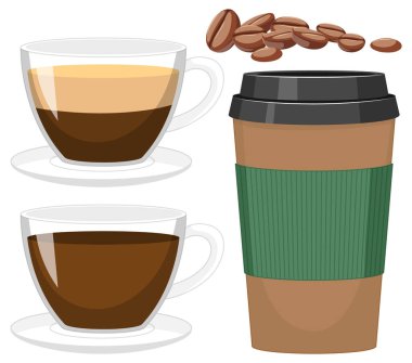 Set of coffee object isolated illustration