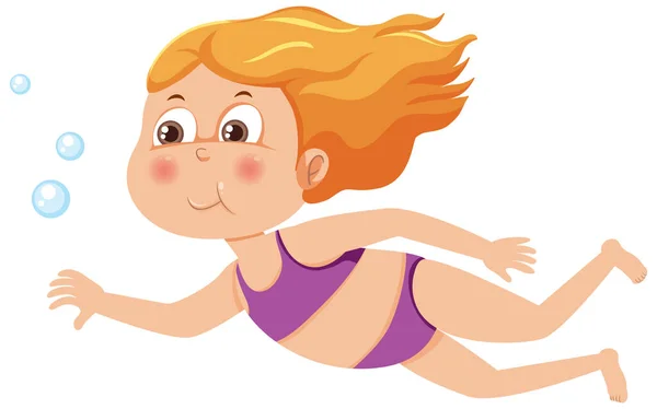 Dívka Nosí Bikiny Plavání Ilustrace — Stockový vektor