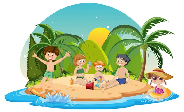 Summer Kids Beach Illustration — Wektor stockowy