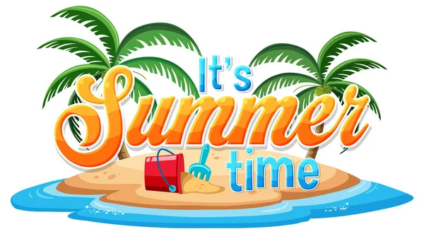 Summer Time Text Island Banner Poster Design Illustration — Vetor de Stock