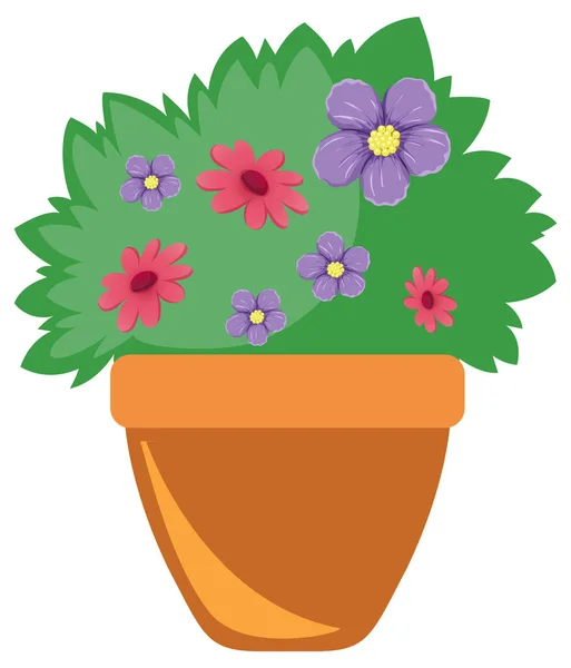 Potted Flower Bush White Background Illustration — Stok Vektör