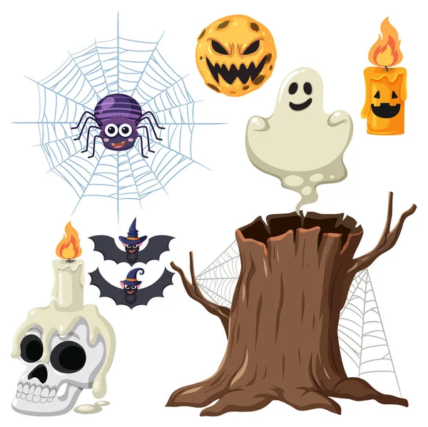 Conjunto Elemento Halloween Para Ilustração Decoração — Vetor de Stock